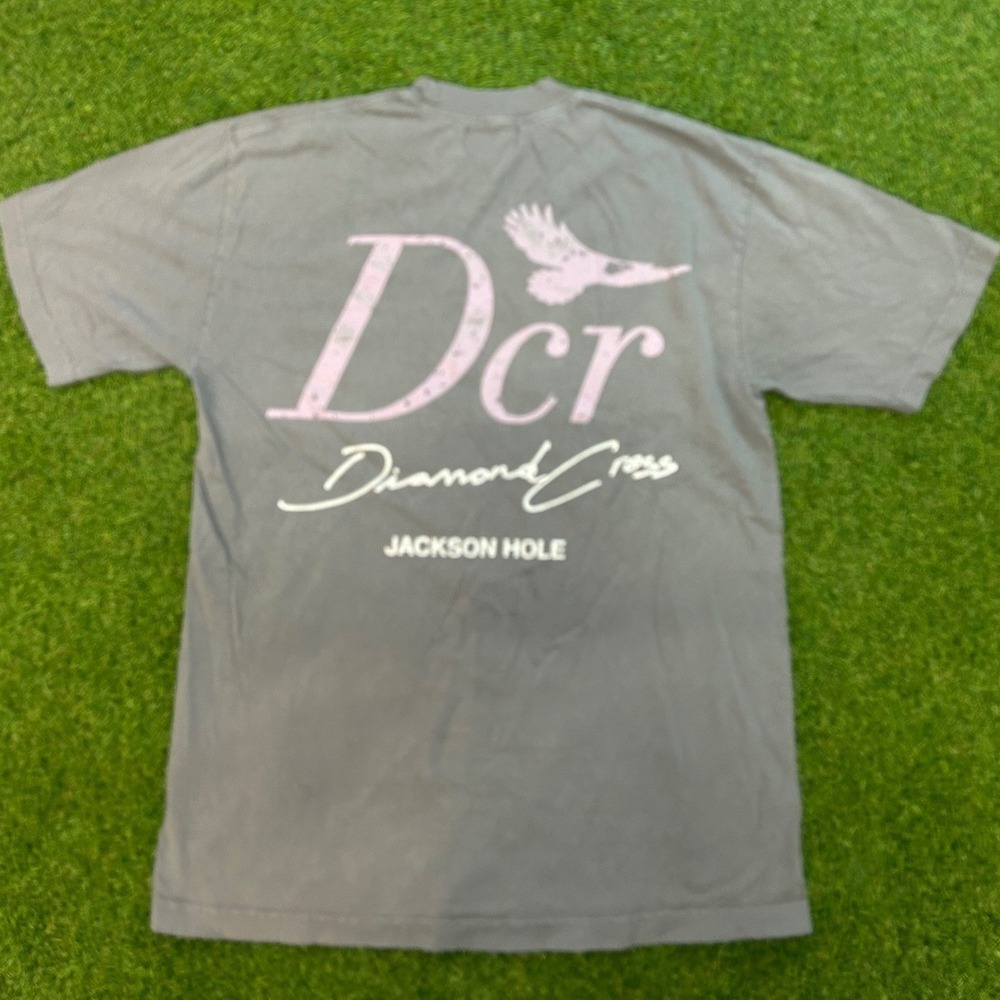 Diamond Cross Ranch Jackson Hole WY Graphic T-Shirt Grey‎ Mens M Bird Logo DCR